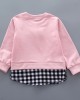 【12M-5Y】Kids Clothes Fashion Plaid spliced Sweatshirt Pants Set (SHOES NOT INCLUDE)- 3483