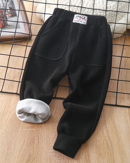 【12M-8Y】Kids Casual Pocket Design Solid Color Pants