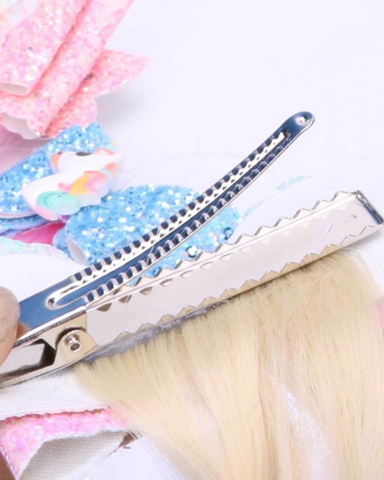 Girls Cute Unicorn Hair Clips Gradient Color Wig