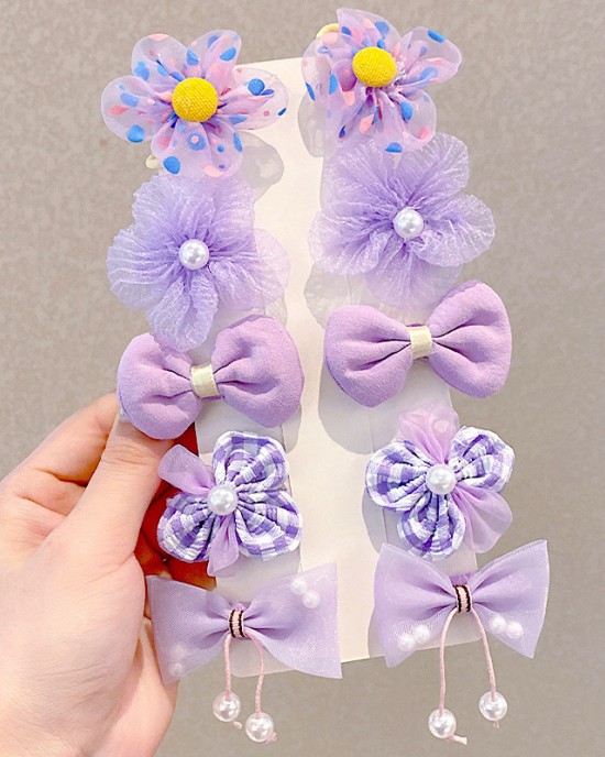 10-Piece Girls Sweet Flower And Bow Hairpin Set