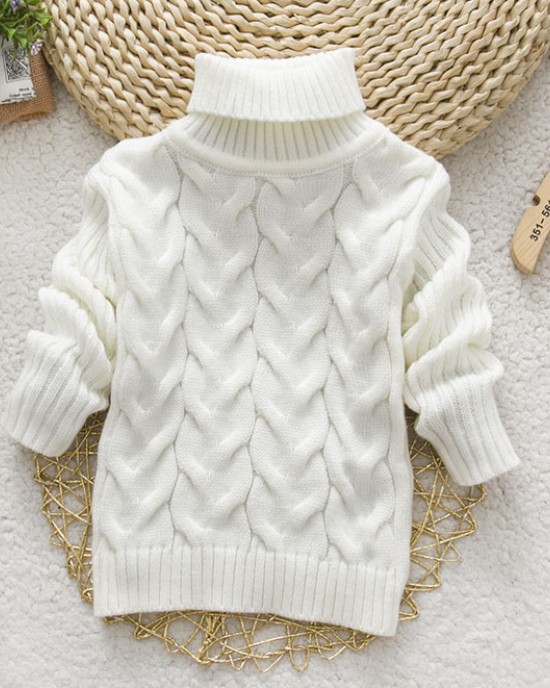 【12M-8Y】Toddler Kids Fashion Solid Color Long Sleeve Funnel Neck Sweater