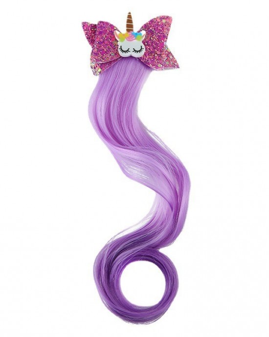 Girls Cute Unicorn Hair Clips Gradient Color Wig