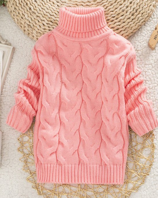 【12M-8Y】Toddler Kids Fashion Solid Color Long Sleeve Funnel Neck Sweater