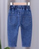 【12M-5Y】Girls Cute Bunny And Cartoon Embroidery Blue Jeans