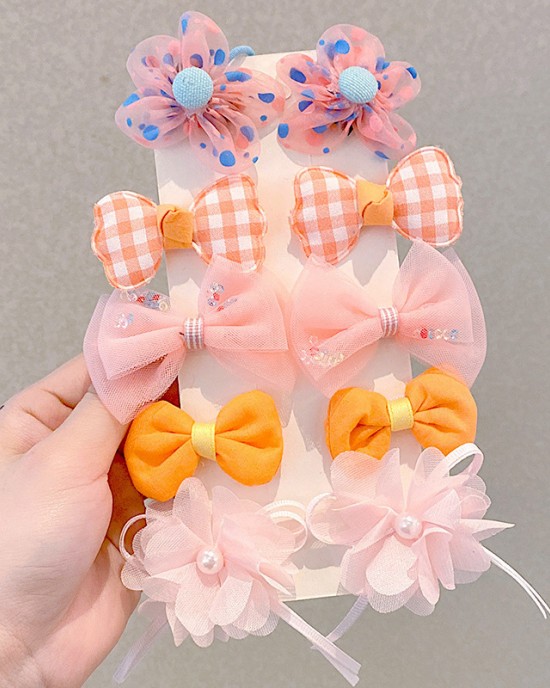 10-Piece Girls Sweet Flower And Bow Hairpin Set