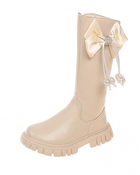 Girls Fashion Sweet Bow Decoration PU Boots