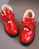 Girls Fashion Bow PU Boots Warm Fleece Shoes