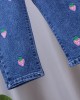 【12M-5Y】Girls Cute Bunny And Cartoon Embroidery Blue Jeans