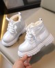 Girls Fashion Shiny PU Boots Thickened Fleece Short Boots