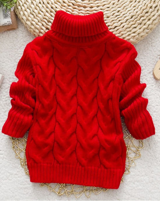 【12M-8Y】Toddler Kids Fashion Solid Color Long Sleeve Funnel Neck Sweater