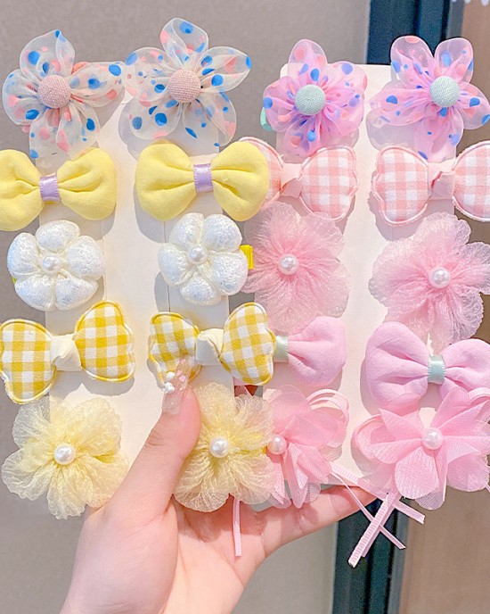 10-Piece Girls Sweet Flower And Bow Hairpin Set