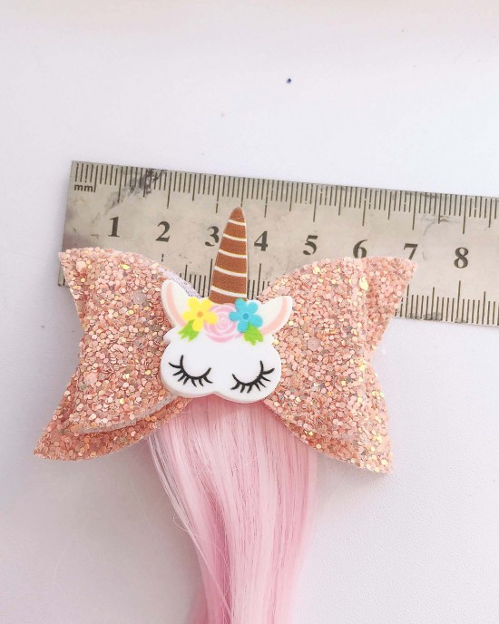 Girls Cute Unicorn Hair Clips Gradient Color Wig