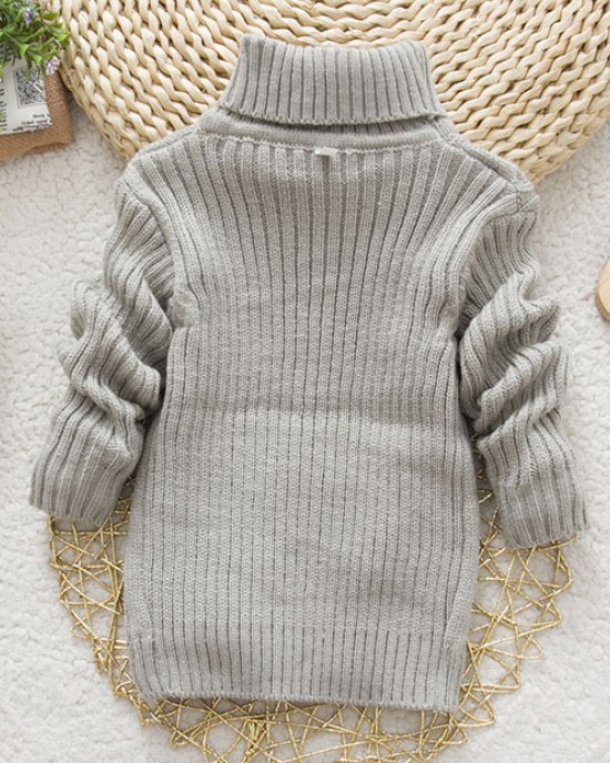 【12M-8Y】Toddler Kids Fashion Solid Color Long Sleeve Funnel Neck Sweater