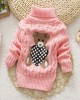 【18M-8Y】Kids Bear Pattern High Neckline Sweater - 3107