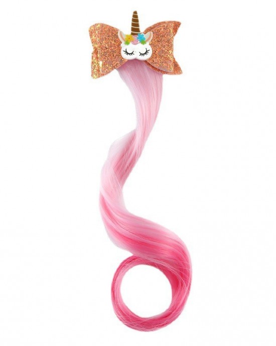 Girls Cute Unicorn Hair Clips Gradient Color Wig