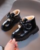 Girls Fashion Bow PU Boots Warm Fleece Shoes