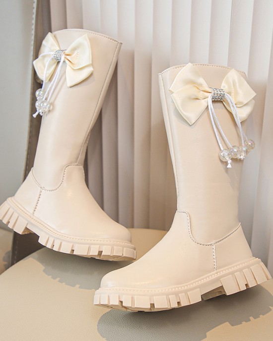 Girls Fashion Sweet Bow Decoration PU Boots