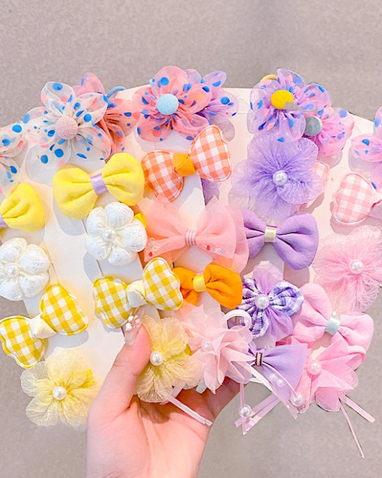 10-Piece Girls Sweet Flower And Bow Hairpin Set