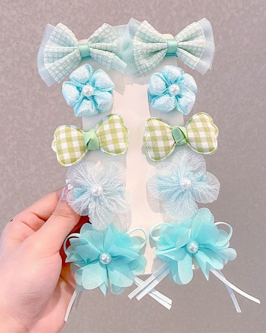 10-Piece Girls Sweet Flower And Bow Hairpin Set