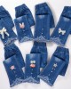 【2Y-13Y】Girl Fashion Flowers And Beads Blue Jeans