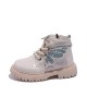 Girls Cute Diamante Butterfly Wings PU Boots