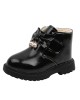 Girls Fashion Bow PU Boots Warm Fleece Shoes