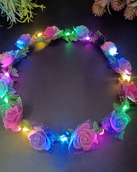 Girl Floral Colorful LED Light Up Wreath