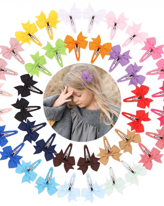 2-pieces Girls Multi-Color BowKnot Not Hurt Hair Bangs Barrette