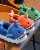 Unisex Kids Multicolor Thick Flannel Shark Slippers