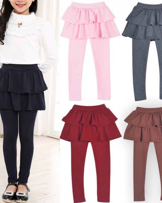 【2Y-11Y】Girls Multicolor Ruffle Leggings