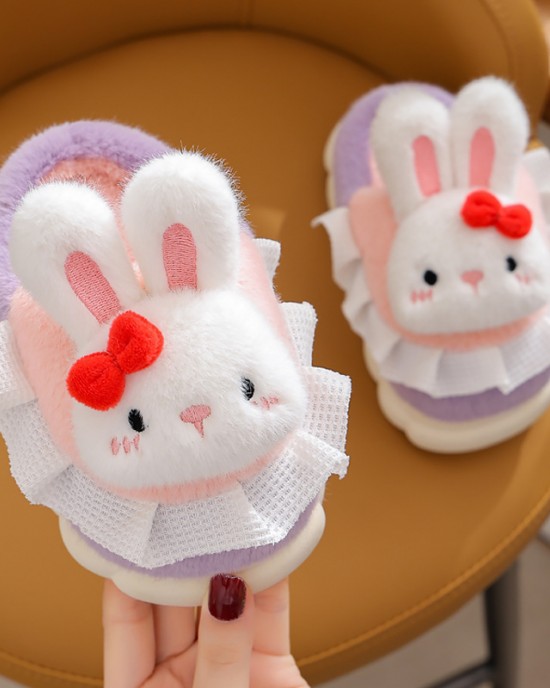 Girls Thick Fluffy Bunny Slippers