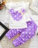 【9M-7Y】2-piece Girls Polka Dot Print Long-sleeved T-shirt And Pants Set - 34276