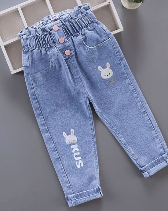 【18M-7Y】Girls Cartoon Print Jeans - 7137