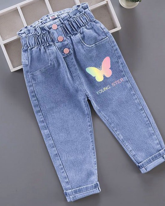 【18M-7Y】Girls Cartoon Print Jeans - 7137