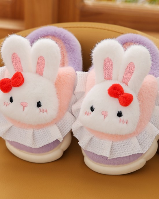 Girls Thick Fluffy Bunny Slippers