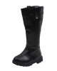 Girls Thick Solid Color PU Leather High Boots