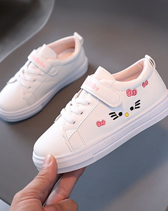 Girls Cartoon Embroidery Sneakers