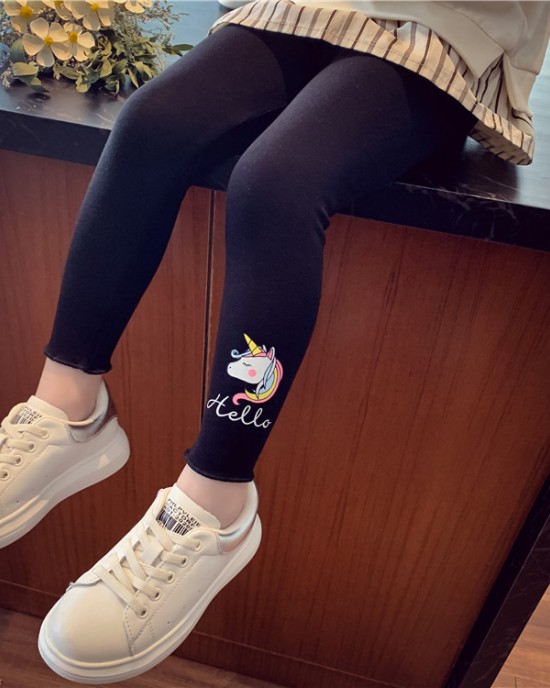 【18M-7Y】Girls Multicolor Unicorn Print Leggings