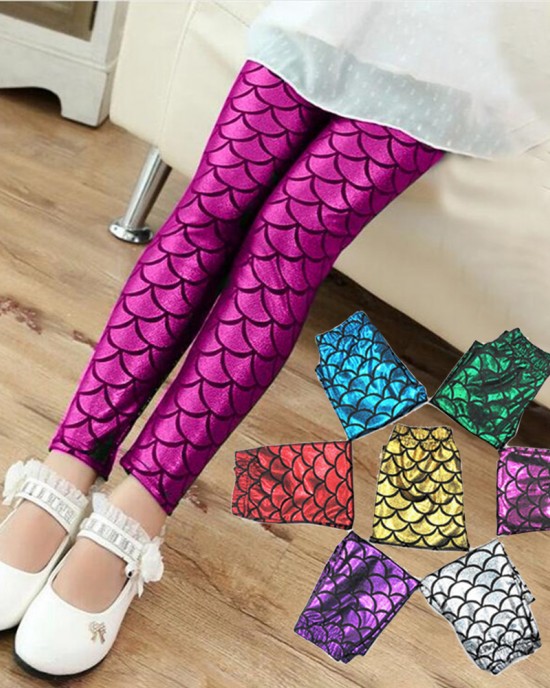 【2Y-11Y】Girls Multicolor Mermaid Leggings