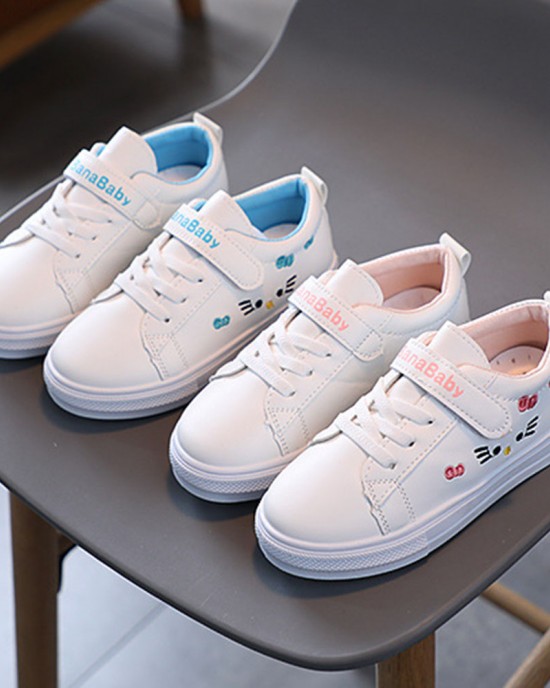 Girls Cartoon Embroidery Sneakers