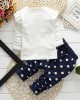 【9M-7Y】2-piece Girls Polka Dot Print Long-sleeved T-shirt And Pants Set - 34276