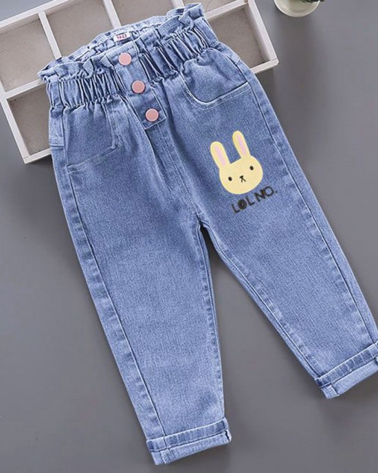 【18M-7Y】Girls Cartoon Print Jeans - 7137