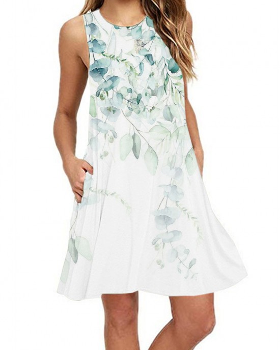 women's sleeveless floral dress  HF0119-04-01